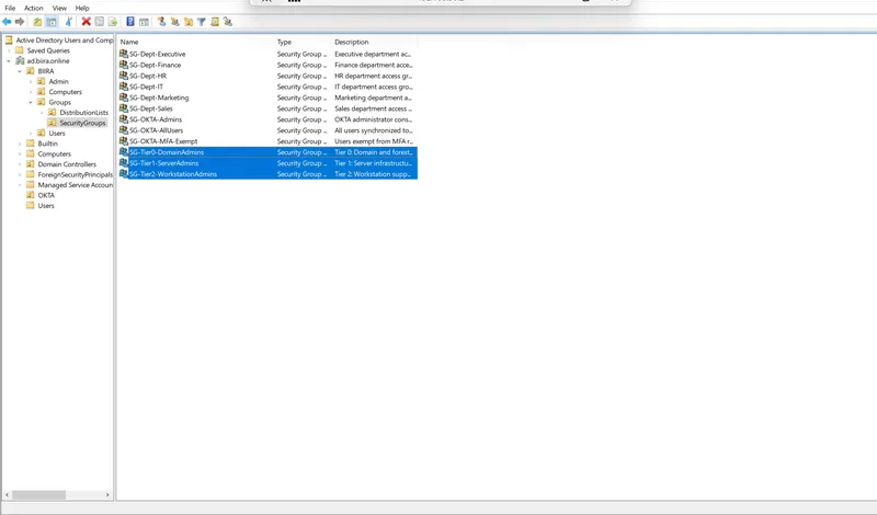 Tiered admin groups in Active Directory Users and Computers