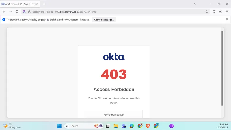Okta returning 403 Forbidden to a Tor exit node