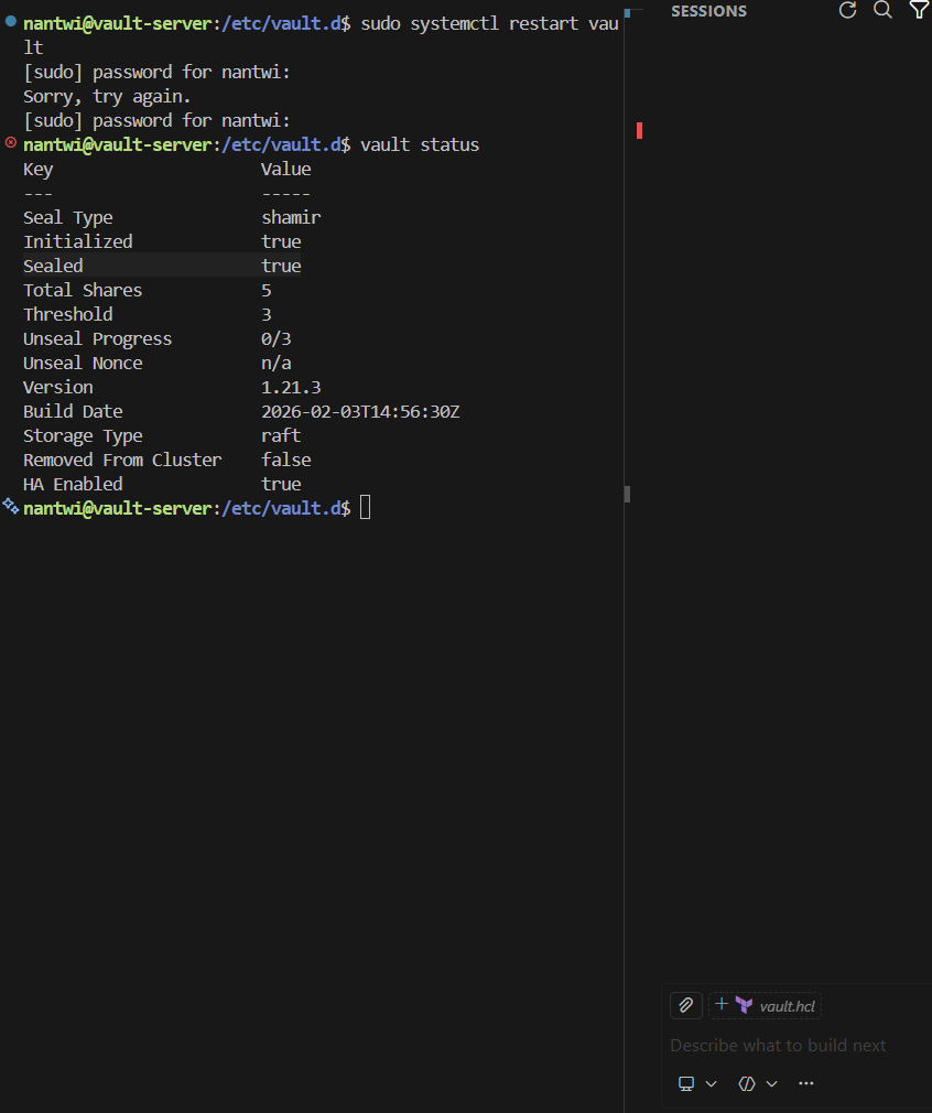 Vault sealed again after service restart