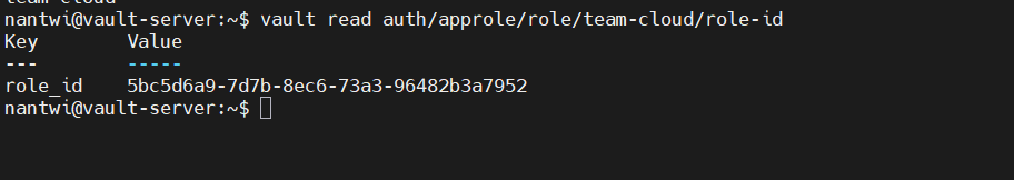 Role ID output for the team-cloud AppRole role
